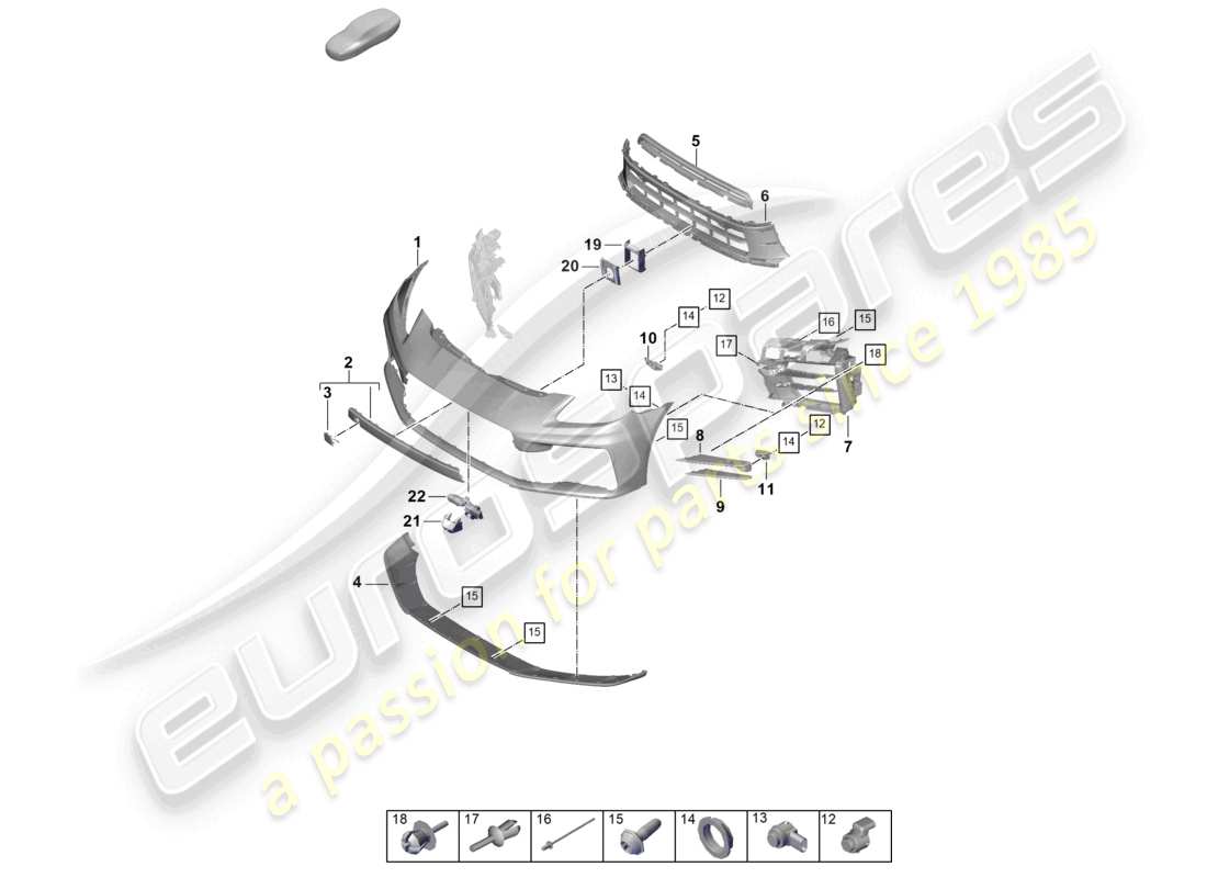 porsche 2026 (panamera 976) stoßstange vorne, ersatzteildiagramm