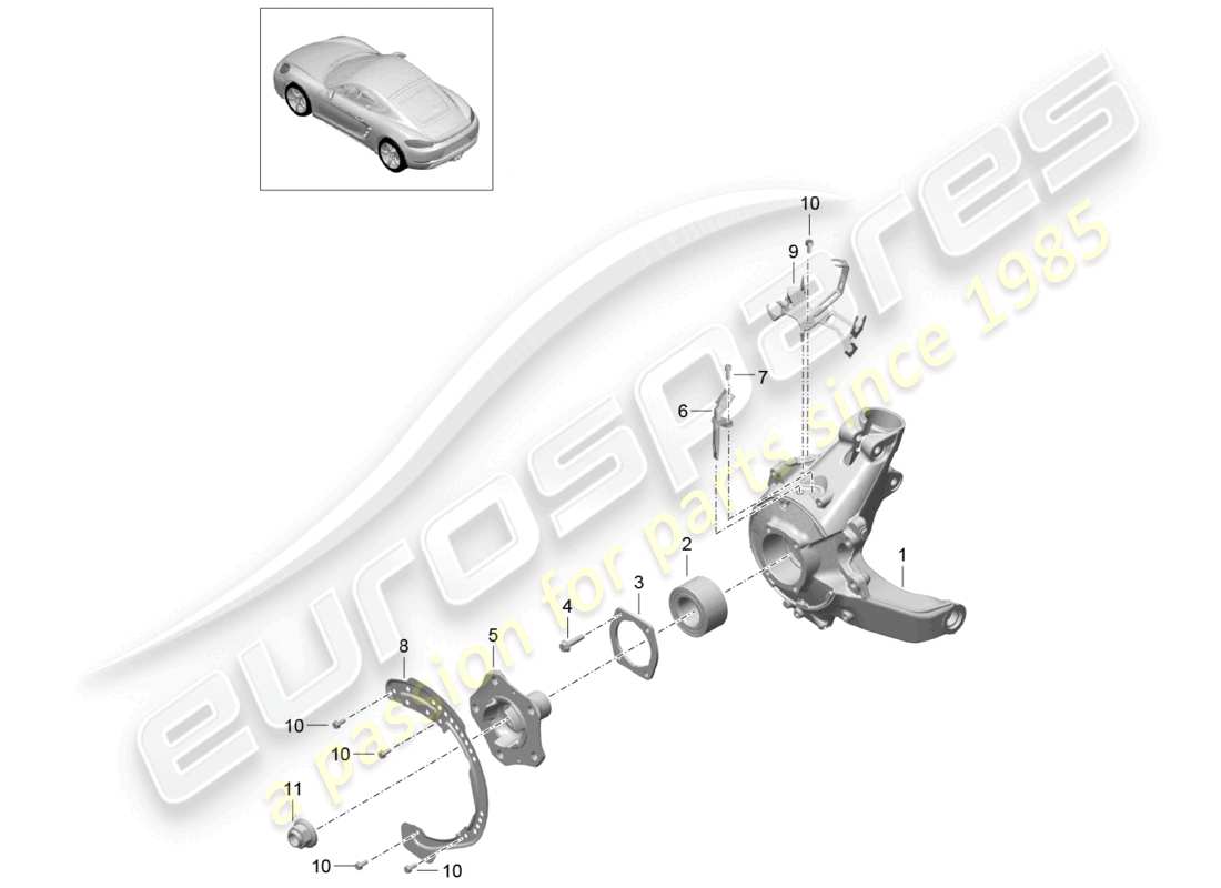 porsche 2021 (718 cayman) hinterachse radträger radnabe teilediagramm