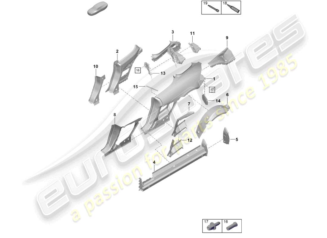 porsche 2022 (718 boxster spyder) seitenteil teilediagramm