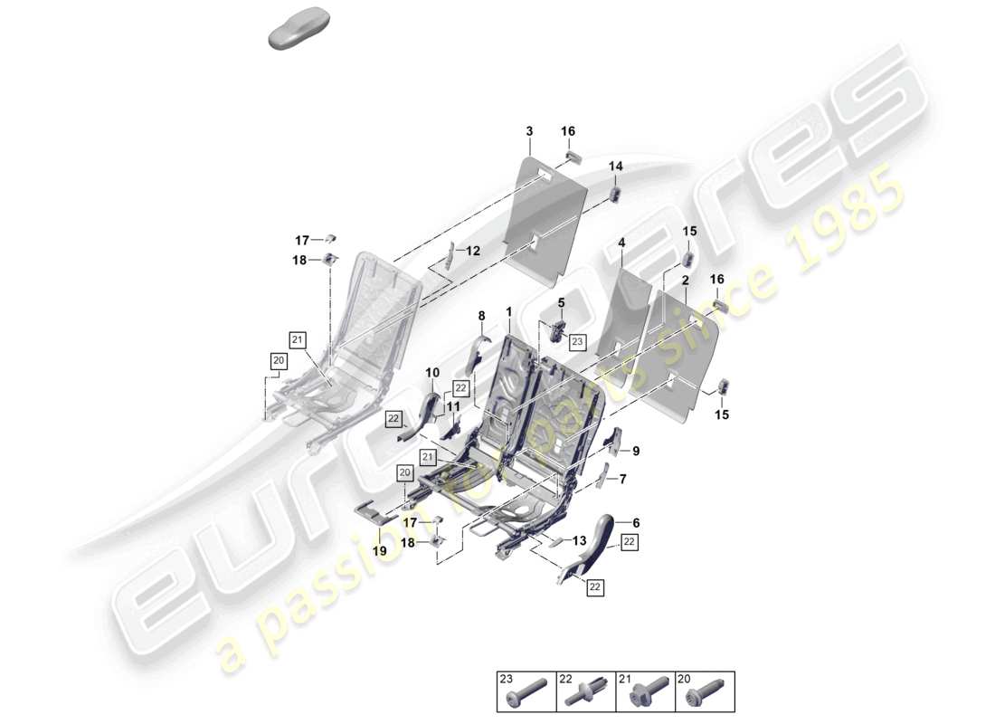 porsche 2025 (cayenne e3 pa) rücksitzlehne zubehör für sportsitze teilediagramm