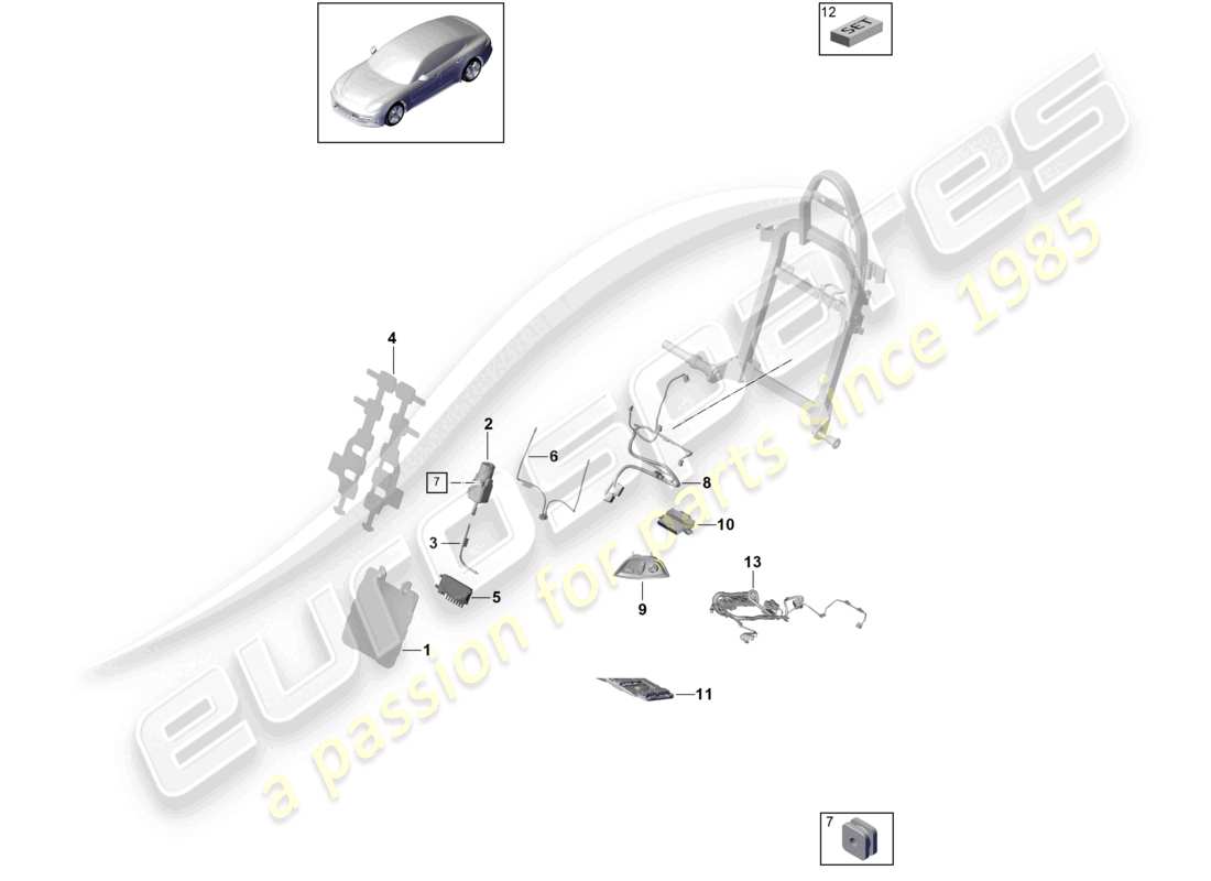 porsche 2021 (panamera 971-1) lendenmassagematte kabelsatz teilediagramm