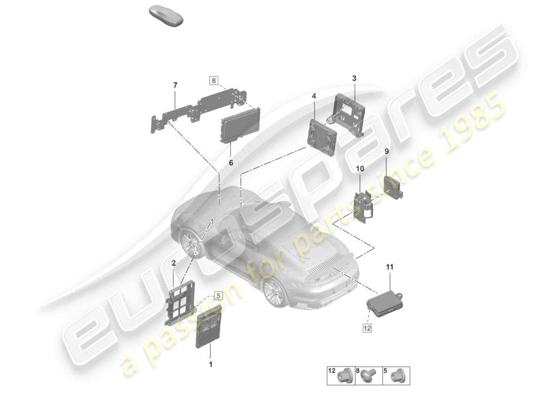 porsche 2023 (992-1 turbo / s) steuergeräte steuergerät (bcm) für konv.-system & ob-stromversorgung steuergerät für fahrerassistenzsysteme teileübersicht