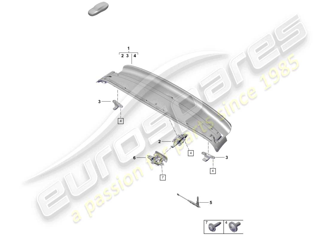 porsche 2022 (718 boxster spyder) oberer rahmen vorderer dachrahmenverschluss teilediagramm