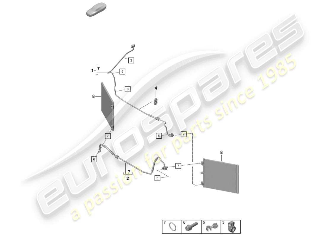 porsche 2021 (718 cayman gt4) klimaanlage vorne kältemittelleitung radkasten teilediagramm