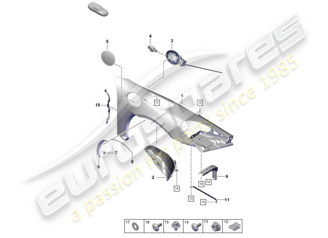 porsche 2021 (718 cayman gt4) wing-teilediagramm