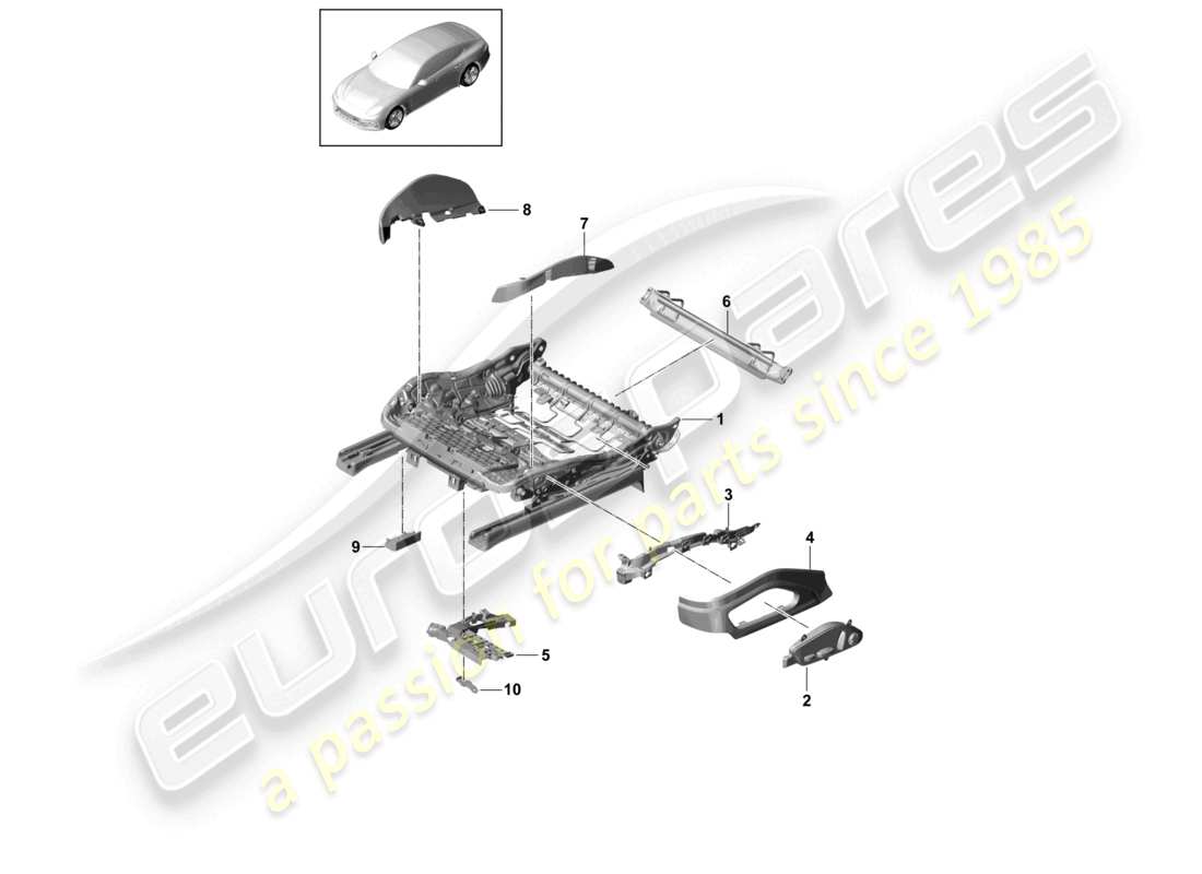 porsche 2021 (panamera 971-1) sitzrahmen sportsitz teilediagramm