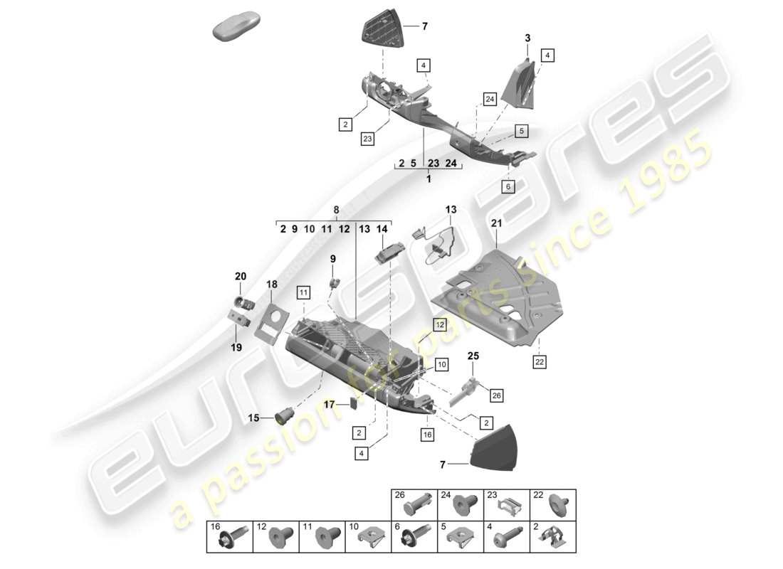 porsche 2021 (718 cayman gt4) handschuhfach und verkleidung (fahrerseite) teilediagramm