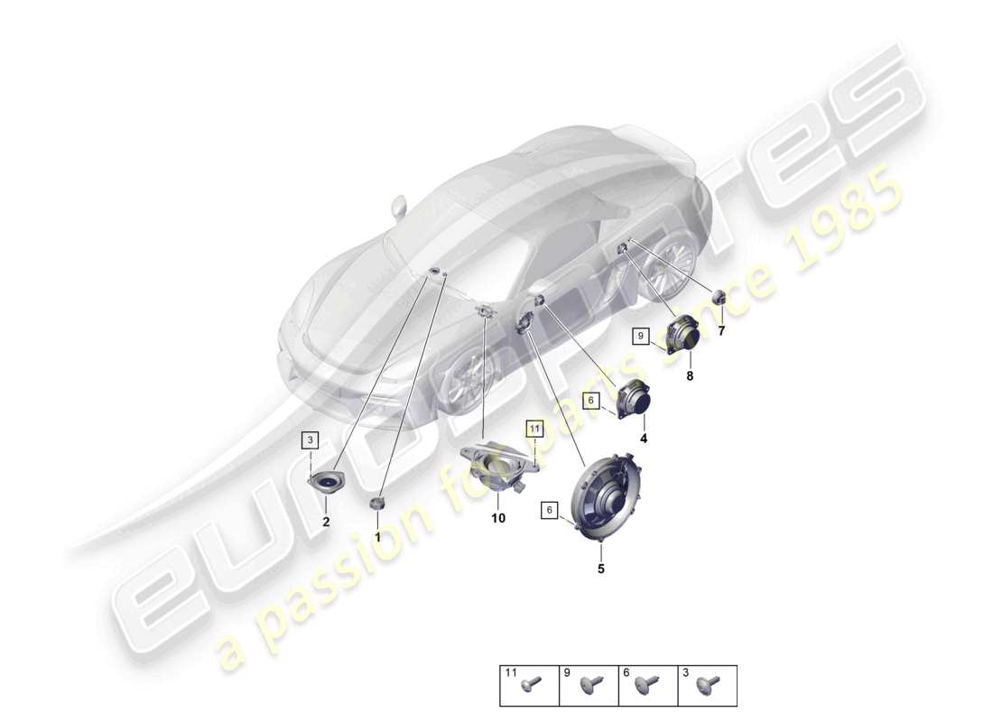 porsche 2023 (718 boxster spyder) lautsprecher-teilediagramm