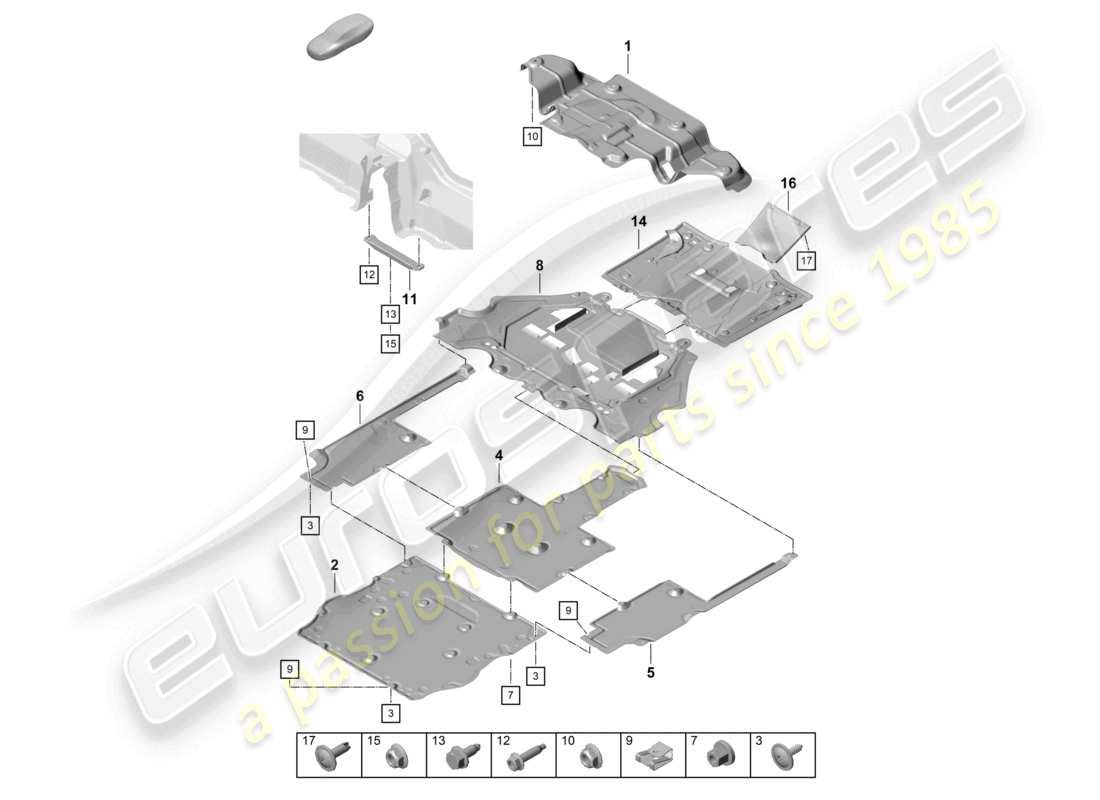 porsche 2021 (718 cayman gt4) unterbodenverkleidung heckdiffusor teilediagramm