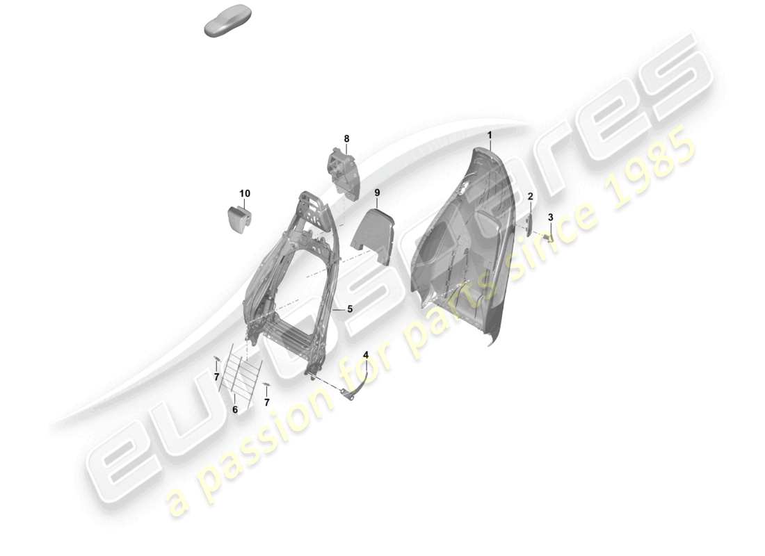 porsche 2021 (718 cayman gt4) rückenlehnenschale sportsitz plus zubehör rückenlehnenrahmen teilediagramm