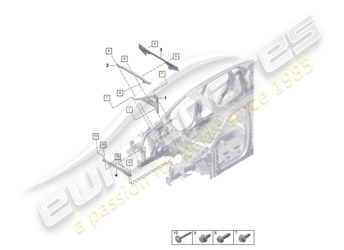 porsche 2025 (cayenne e3 pa) domstrebe vorn vorderwagen teilediagramm