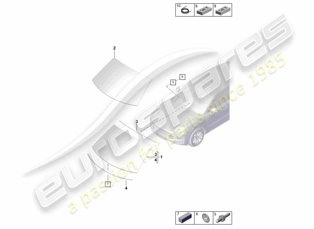 porsche 2025 (cayenne e3 pa) windschutzscheibe teilediagramm