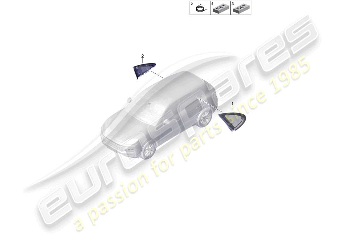 porsche 2025 (cayenne e3 pa) seitenfenster hinten teilediagramm