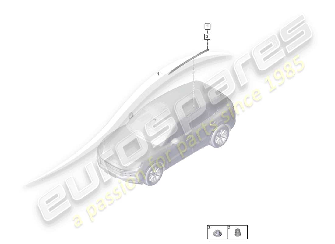 porsche 2025 (cayenne e3 pa) dachreling ersatzteildiagramm