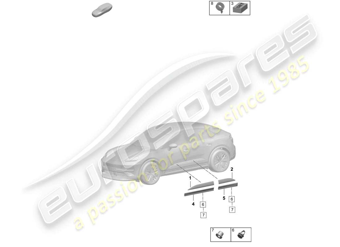 porsche 2025 (macan-e) verkleidung der vorder- und hintertüren zubehör teilediagramm