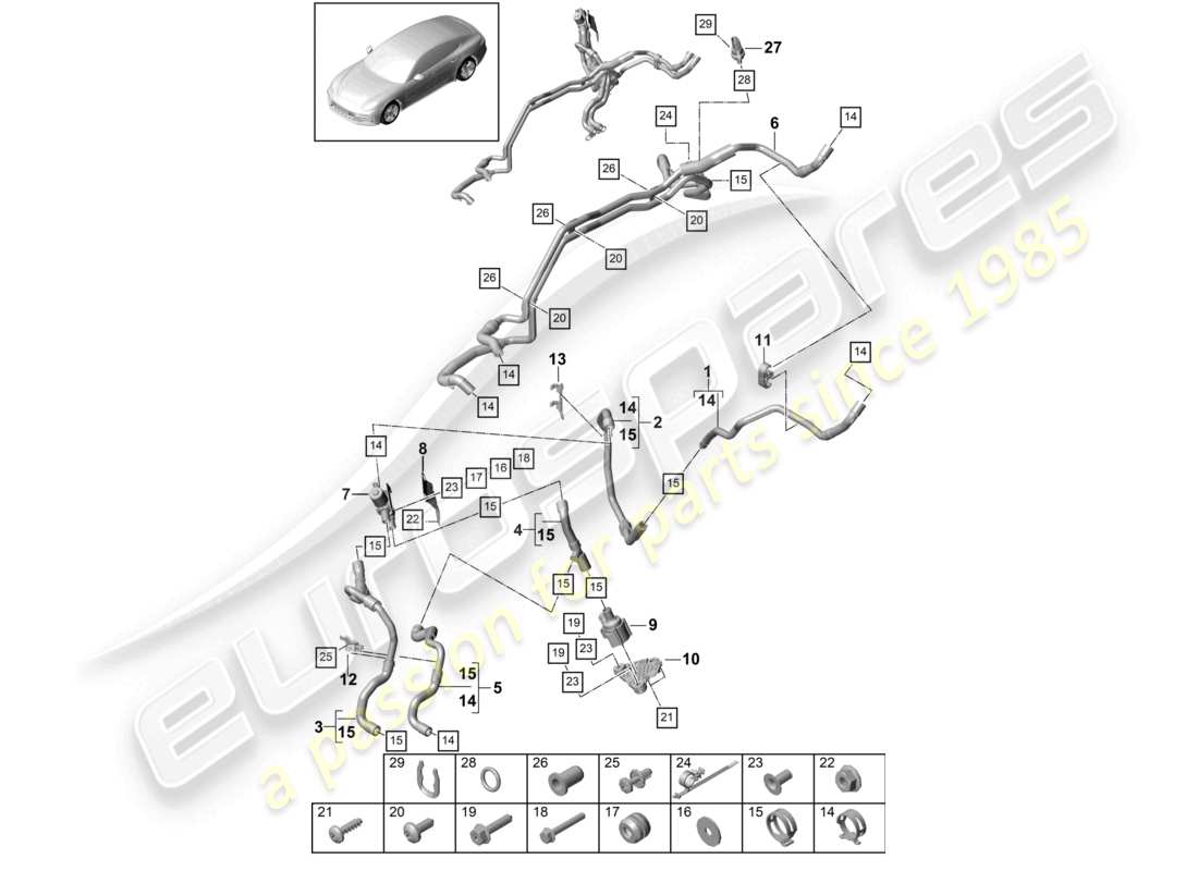 porsche 2021 (panamera 971-1) heizung rechts längsträger hybrid teilediagramm