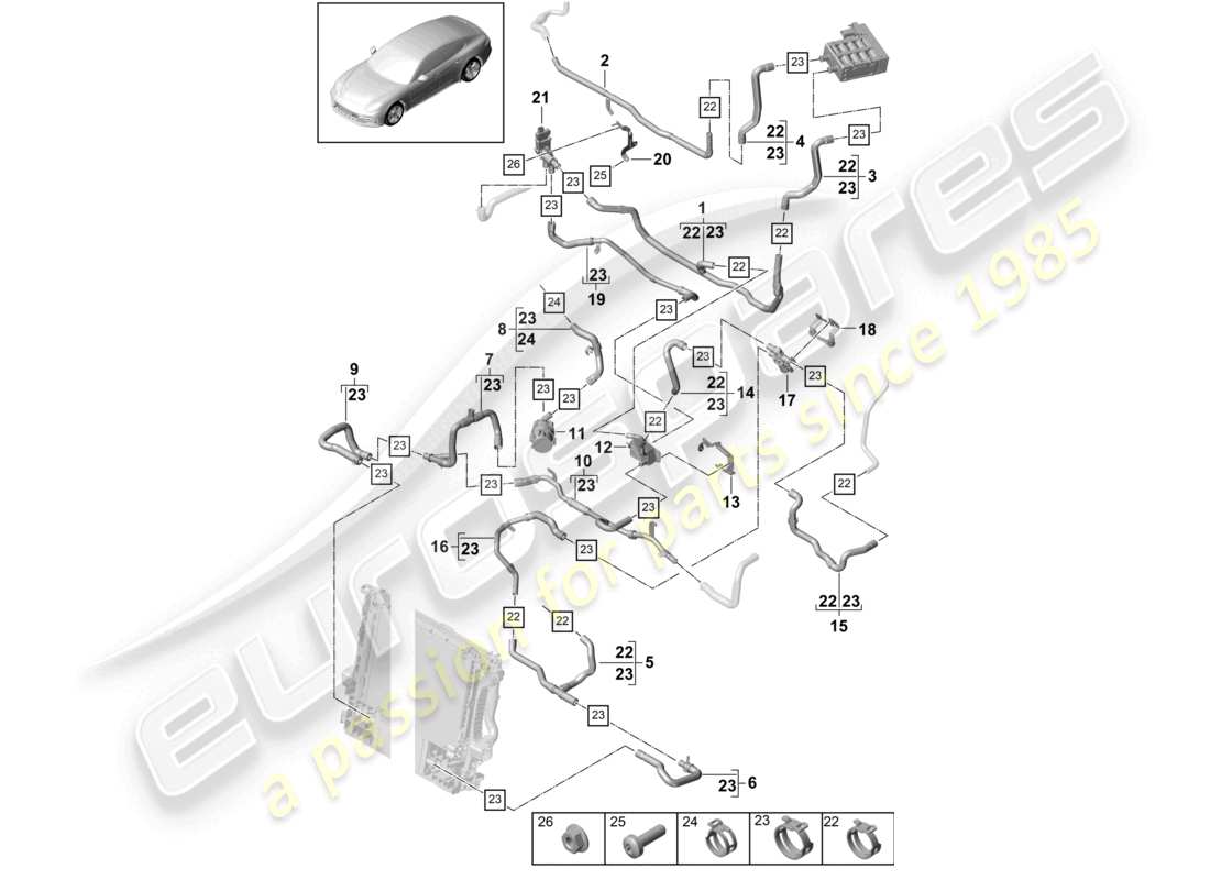 porsche 2021 (panamera 971-1) heizung vorne hybrid-teilediagramm