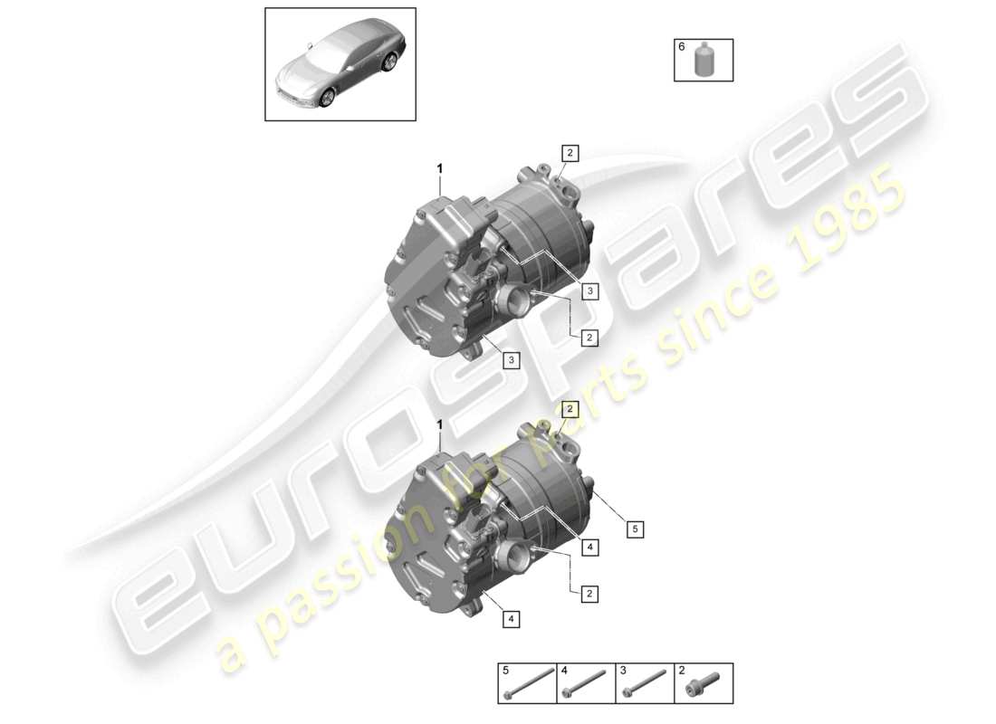 porsche 2021 (panamera 971-1) hybridkompressor für klimaanlagen r134a teilediagramm