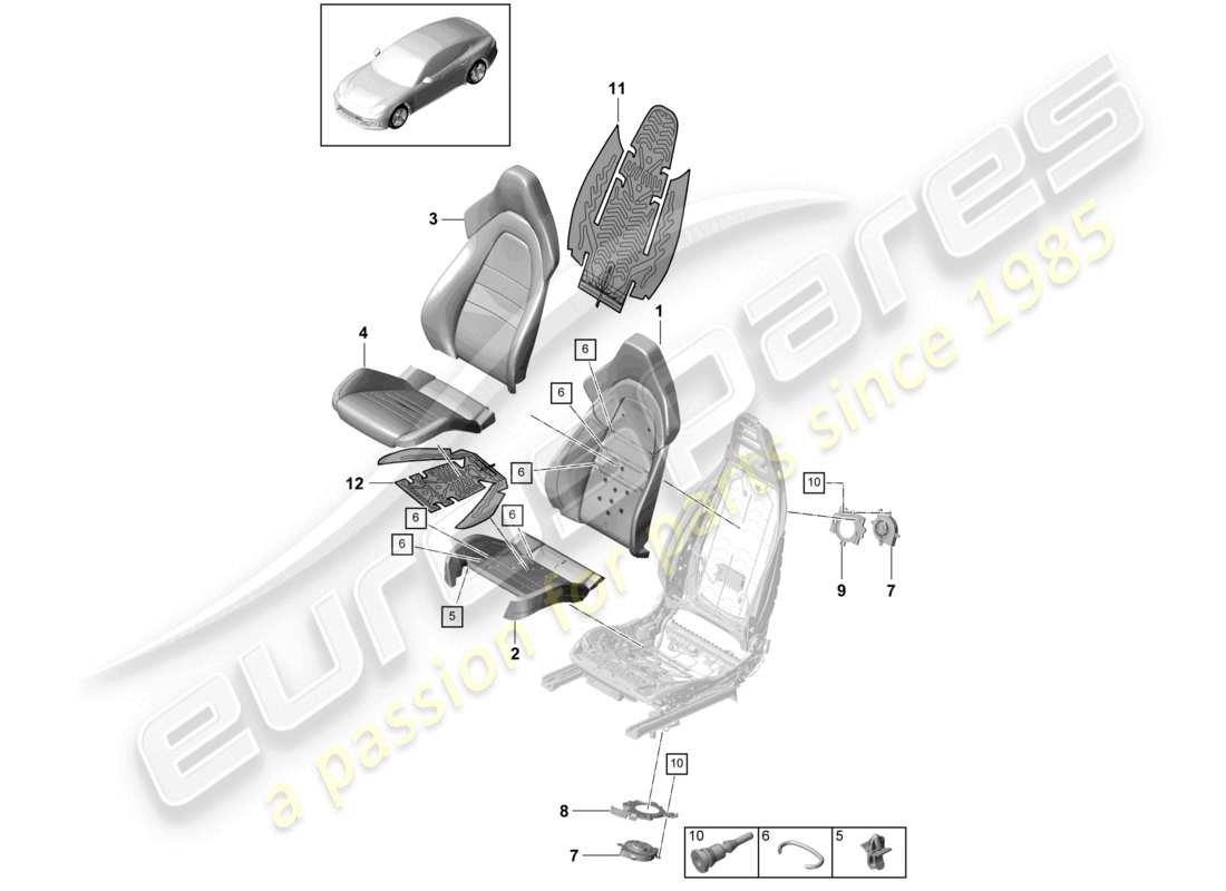 porsche 2021 (panamera 971-1) schaumteil sitzbezug sportsitz belüftungsteil teilediagramm