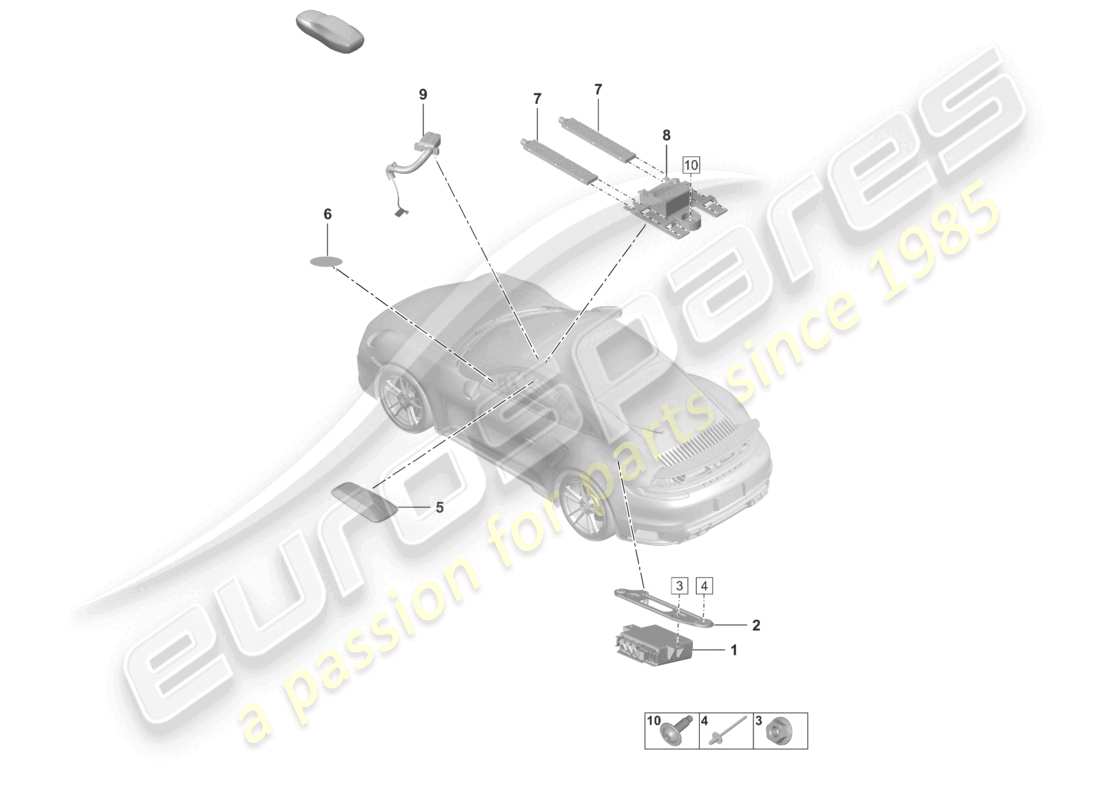 porsche 2022 (992-1 turbo / s) einzelteile vts fahrzeugortung fahrerkarte teilediagramm