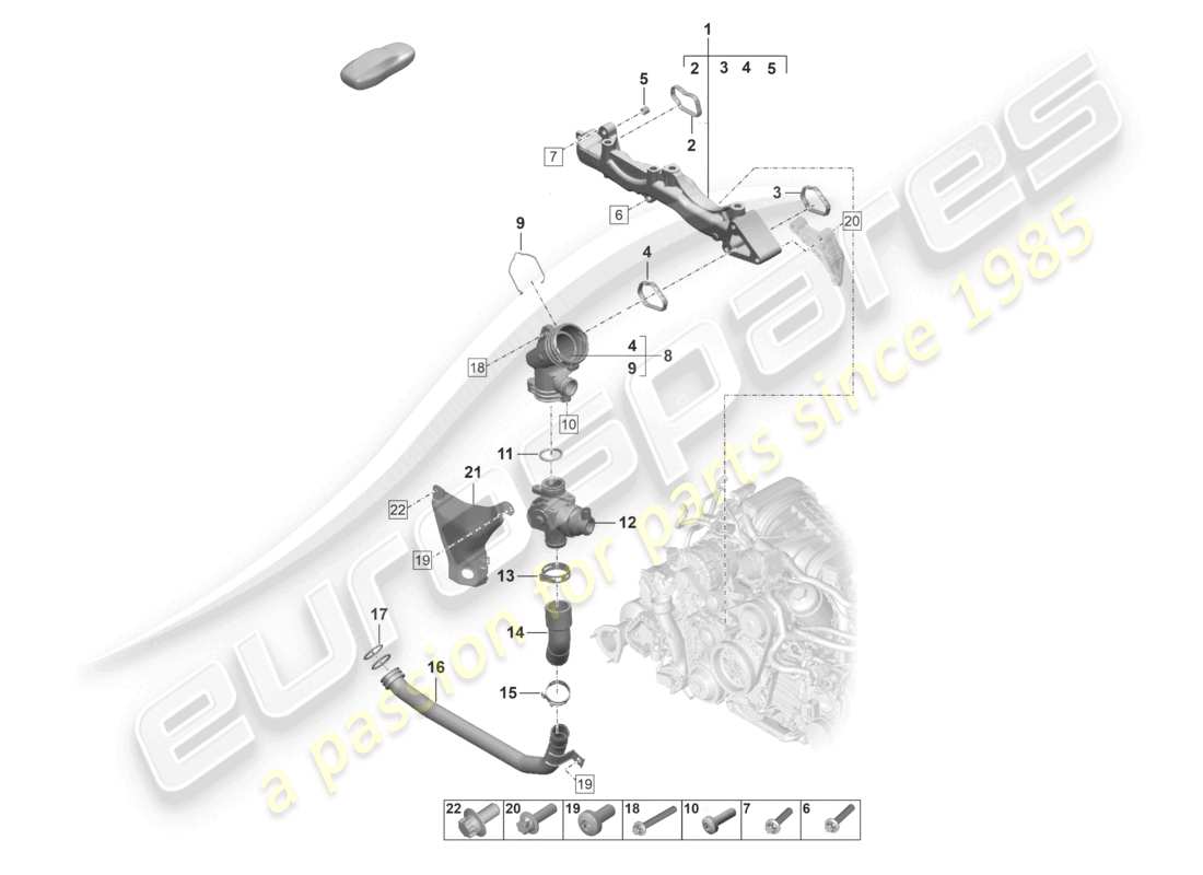 porsche 2022 (992-1) aggregateträger kühlmittelrohr teileübersicht