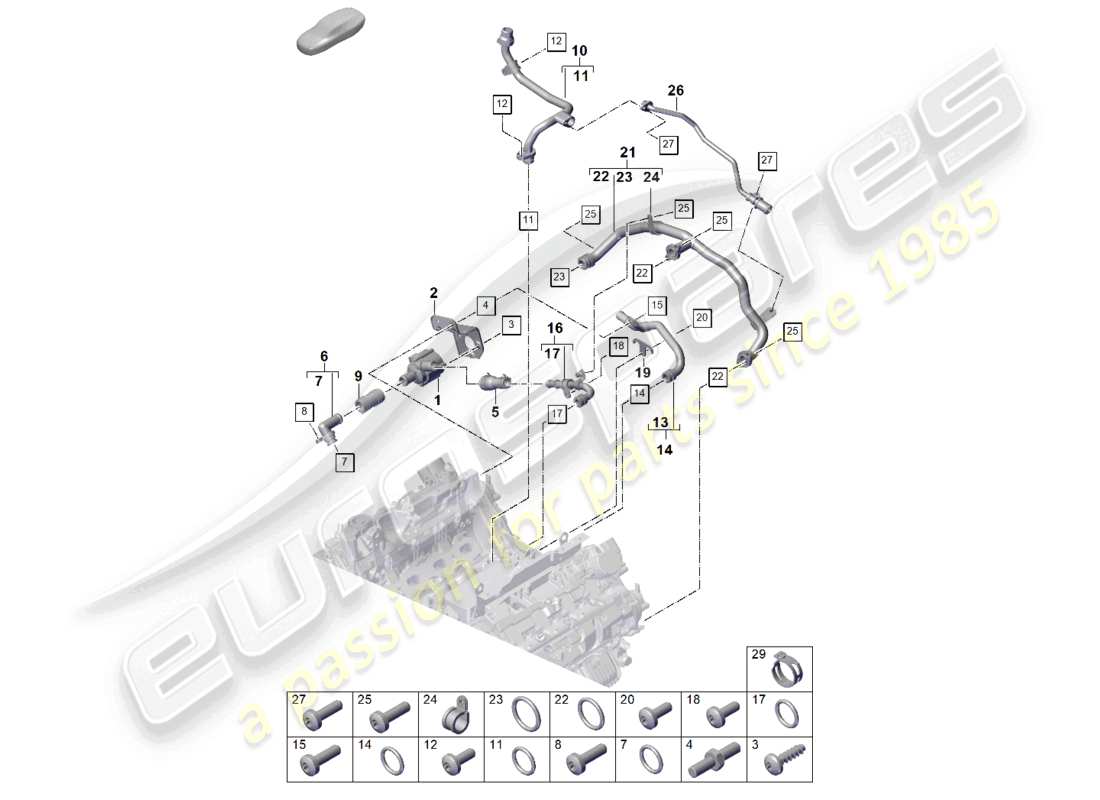 porsche 2025 (cayenne e3 pa) kühlmittelkühlsystem teilediagramm