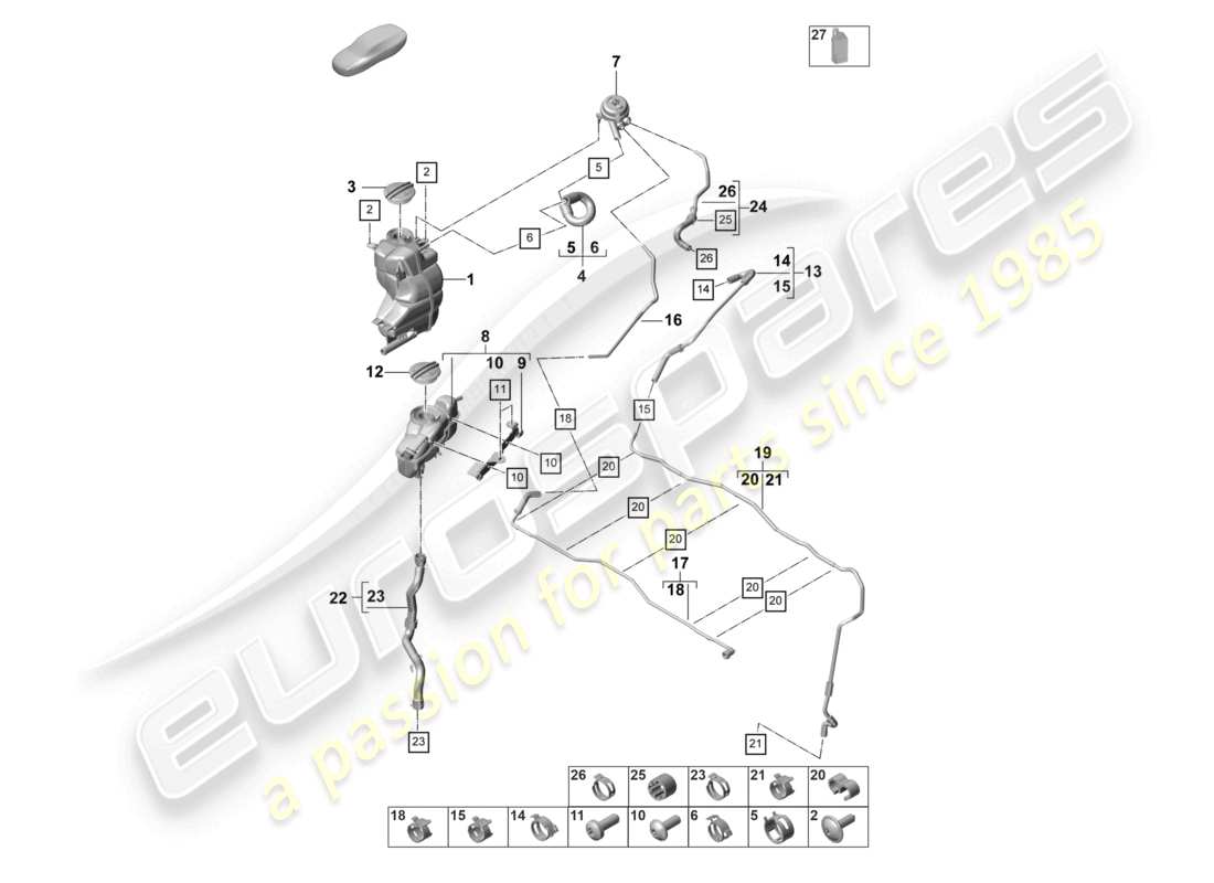 porsche 2023 (panamera 971-2) kühlmittelkühlsystem für fahrzeuge mit hybridantrieb ersatzteildiagramm