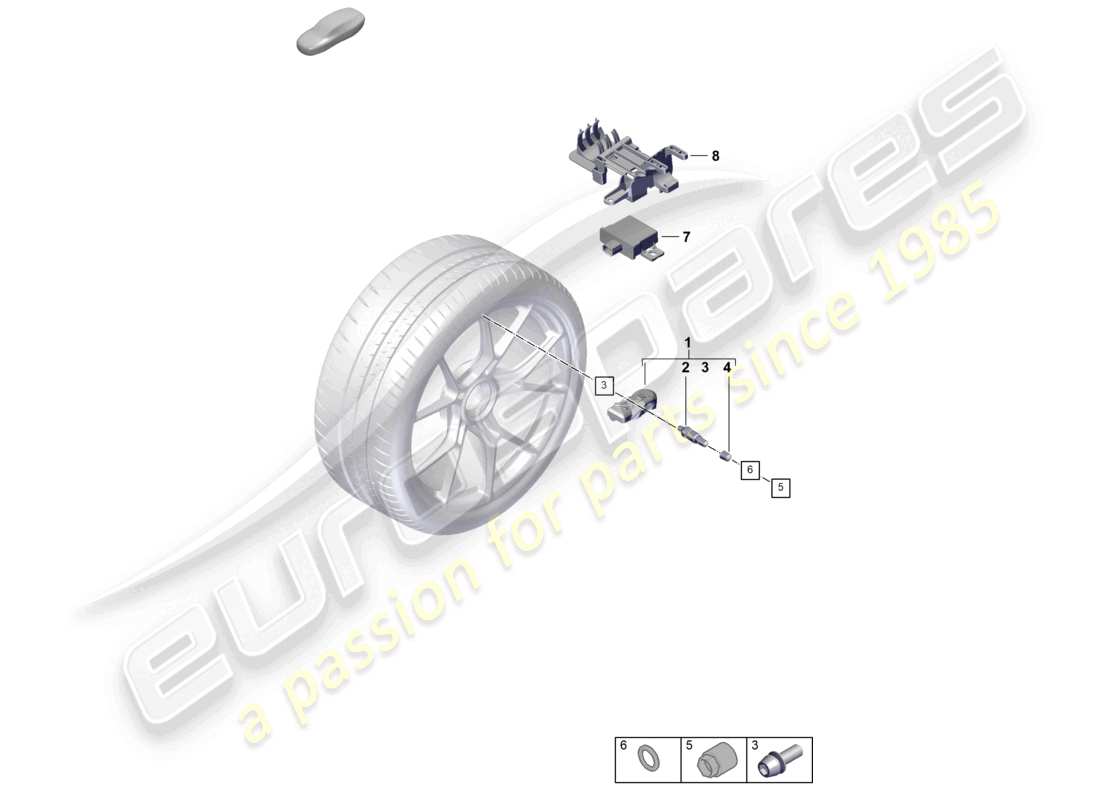 porsche 2026 (992-2 gt3) reifendruck-kontrollsystem teilediagramm