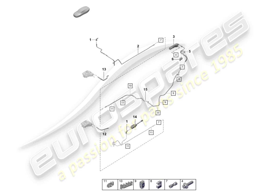 porsche 2021 (718 cayman gt4) hydraulische kupplungsbetätigung kupplungsgeberzylinder kupplungsnehmerzylinder schlauch teilediagramm