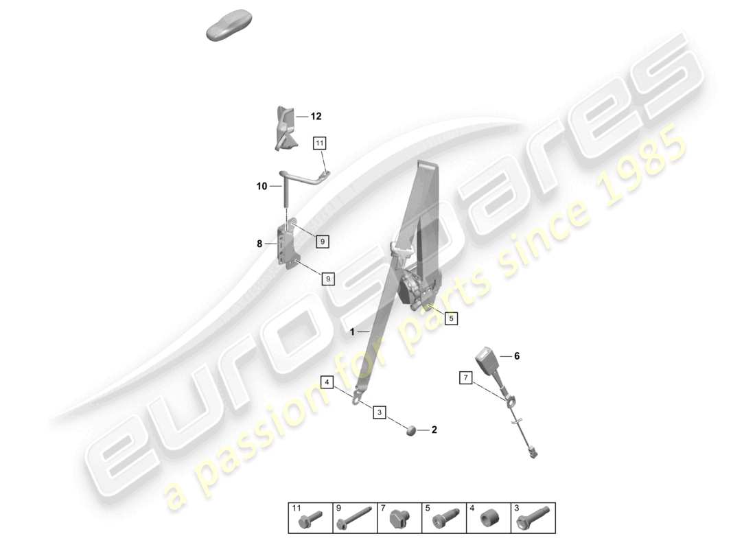porsche 2022 (718 boxster spyder) sicherheitsgurte ersatzteildiagramm