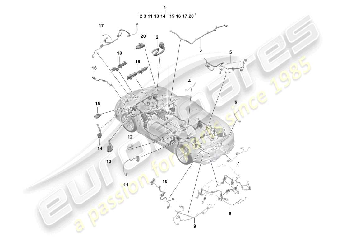 porsche 2023 (718 boxster spyder) kabelbäume fahrgastraum- und teilabschnittskabelbaum teilediagramm