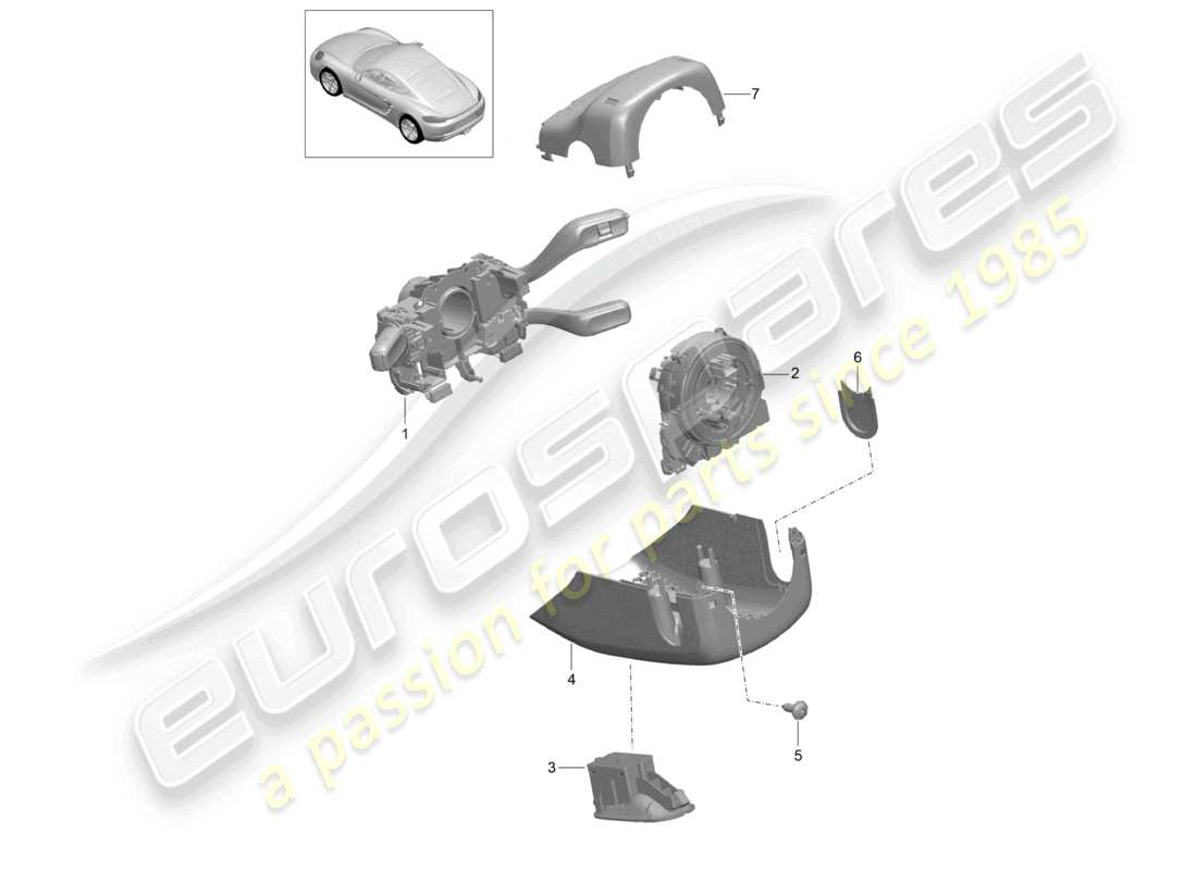 porsche 2023 (718 cayman) lenksäulenschalter teilediagramm