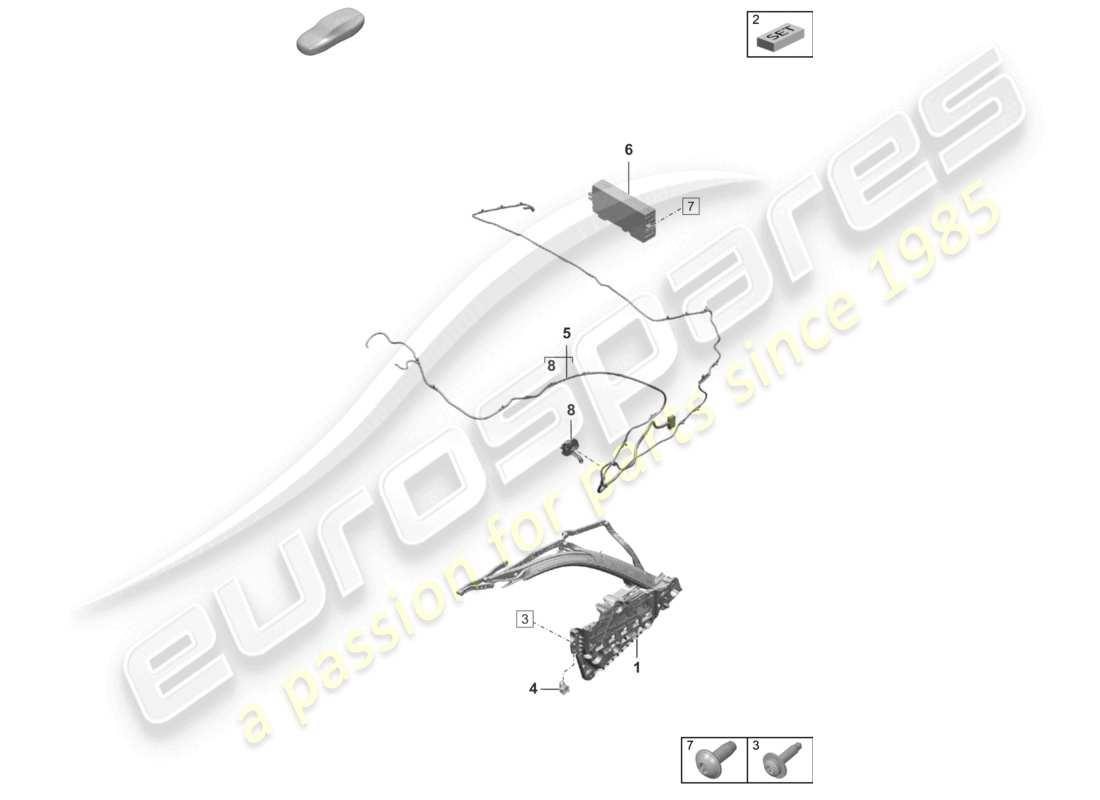 porsche 2022 (992-1 turbo / s) obere rahmenseite einzelteile und elektrische teile teilediagramm