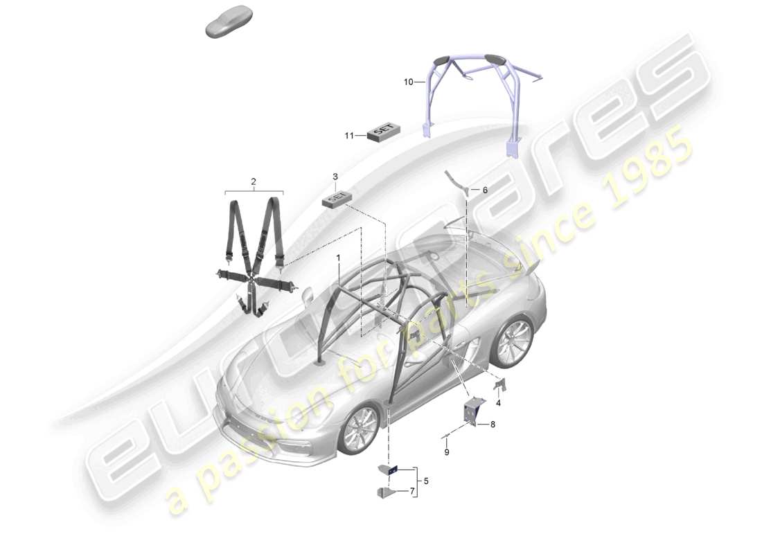 porsche 2021 (718 cayman gt4) zubehör clubsport teilediagramm