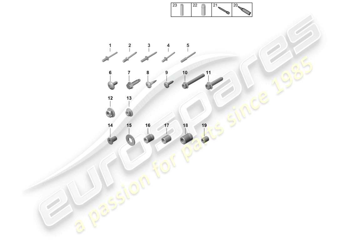 porsche 2021 (718 cayman gt4) befestigungselemente karosserieteildiagramm