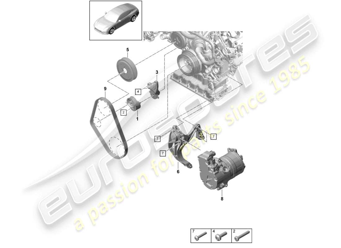 porsche 2021 (panamera 971-1) keilrippenriemen riemenspanner dämpfer teilediagramm