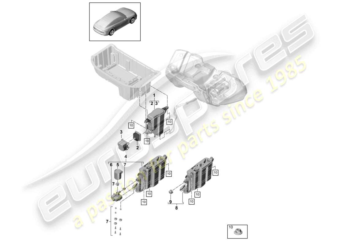 porsche 2021 (panamera 971-1) aktivkohlebehälter teilediagramm