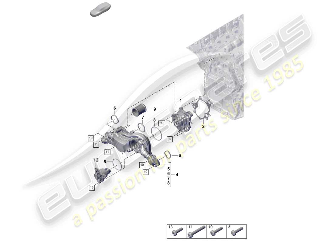 porsche 2025 (cayenne e3 pa) kühlmittelpumpen-thermostatgehäuse – teilediagramm