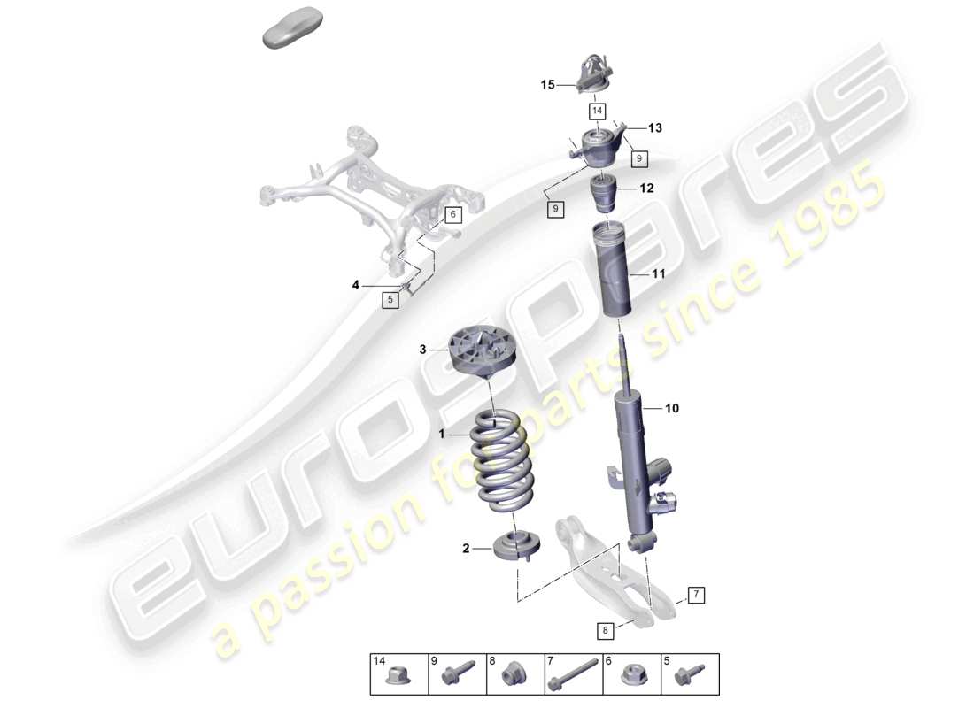 porsche 2025 (cayenne e3 pa) stahlfederung schraubenfeder stoßdämpfer niveausensor teilediagramm