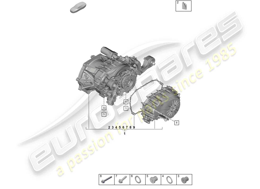 porsche 2023 (taycan 9j1-1) hinterachsdifferential ersatzteildiagramm