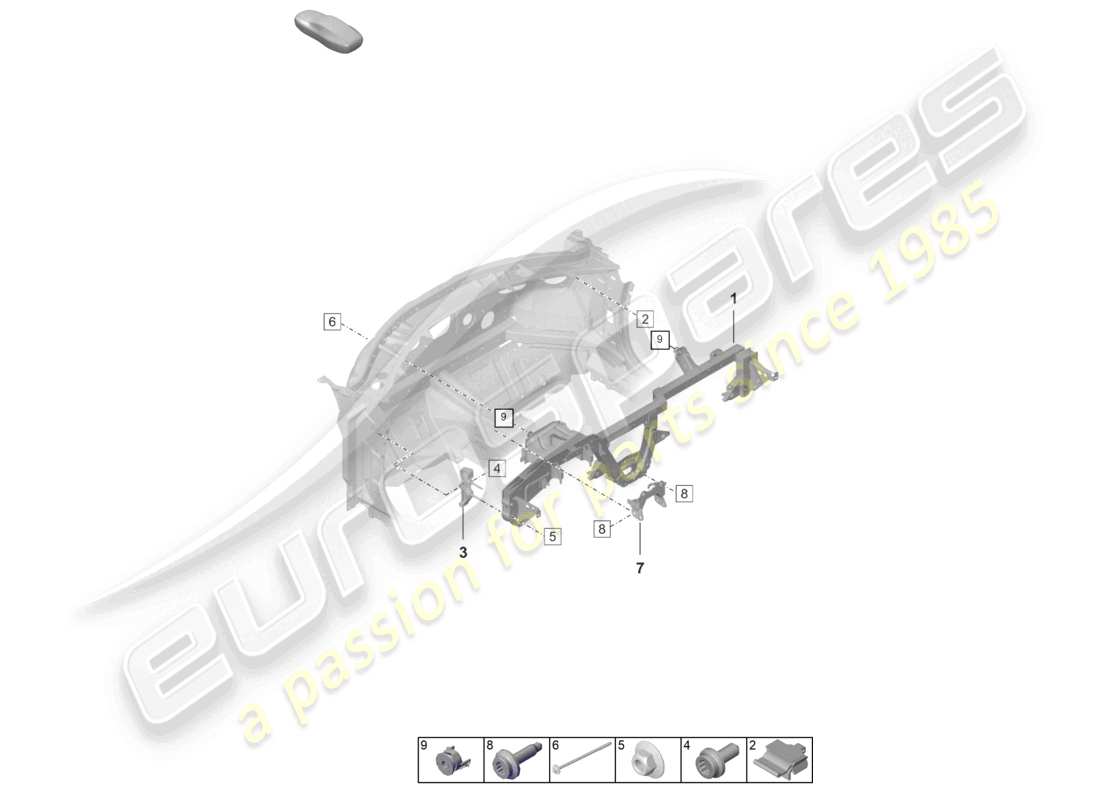 porsche 2025 (992-2 turbo / s) armaturenbretthalterung ersatzteildiagramm