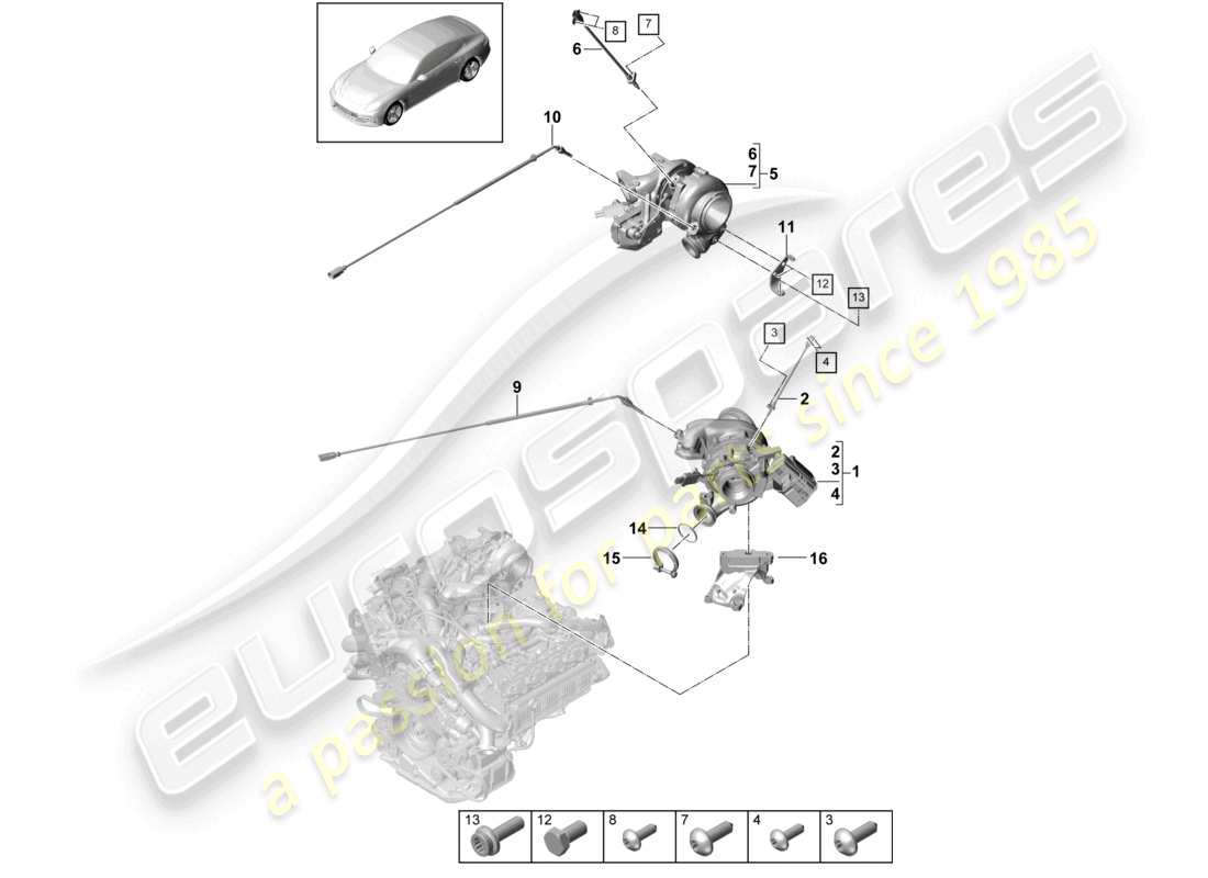 porsche 2021 (panamera 971-1) abgasturbolader temperatursensor teilediagramm