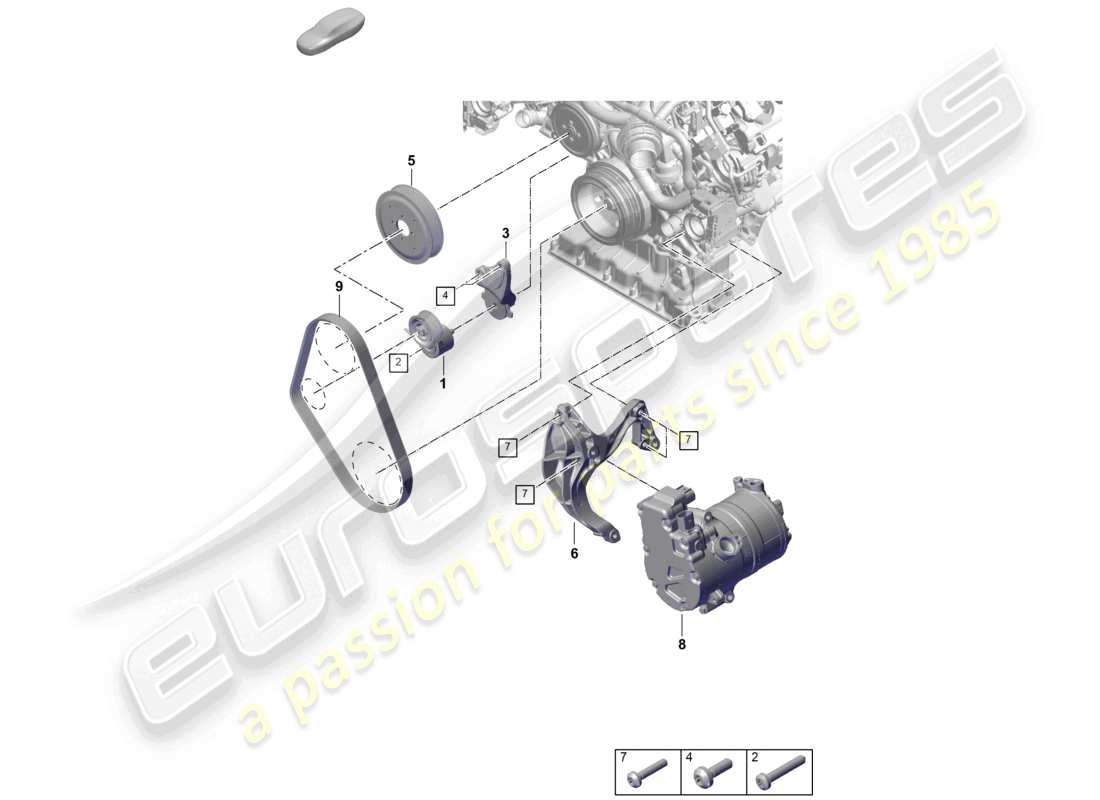porsche 2025 (cayenne e3 pa) poly-v-riemen riemenspanner dämpfer teilediagramm