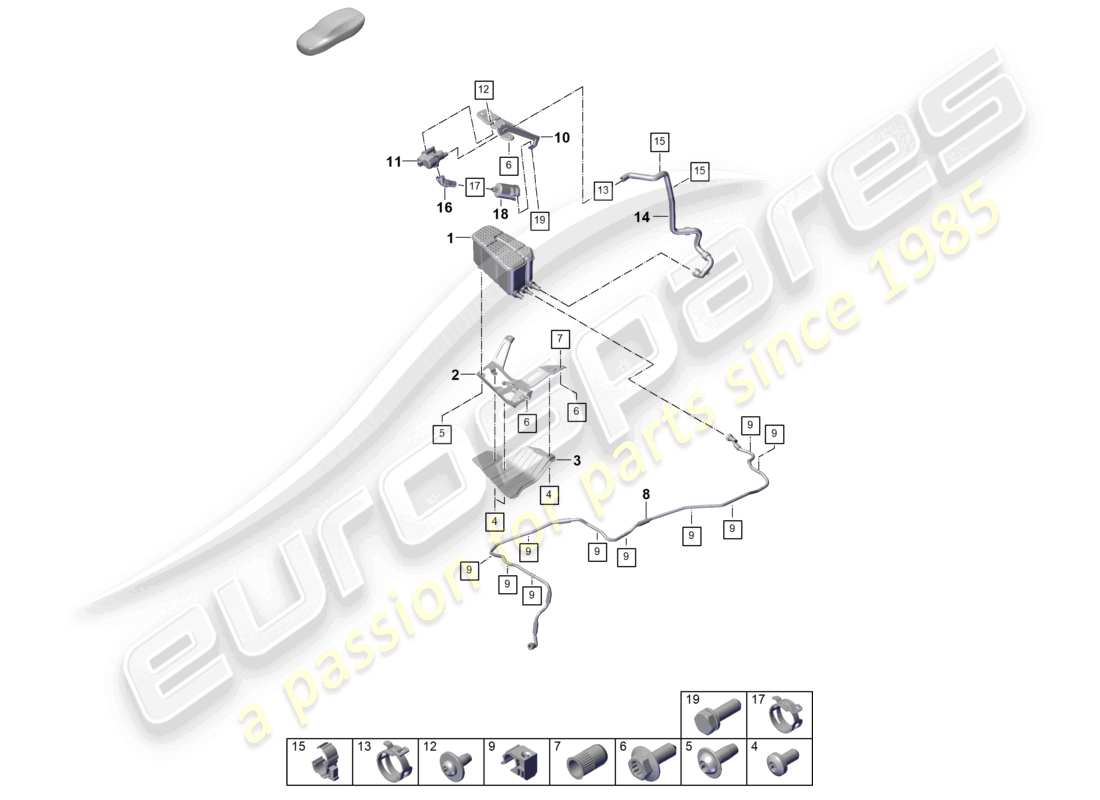 porsche 2025 (cayenne e3 pa) aktivkohlebehälter teilediagramm