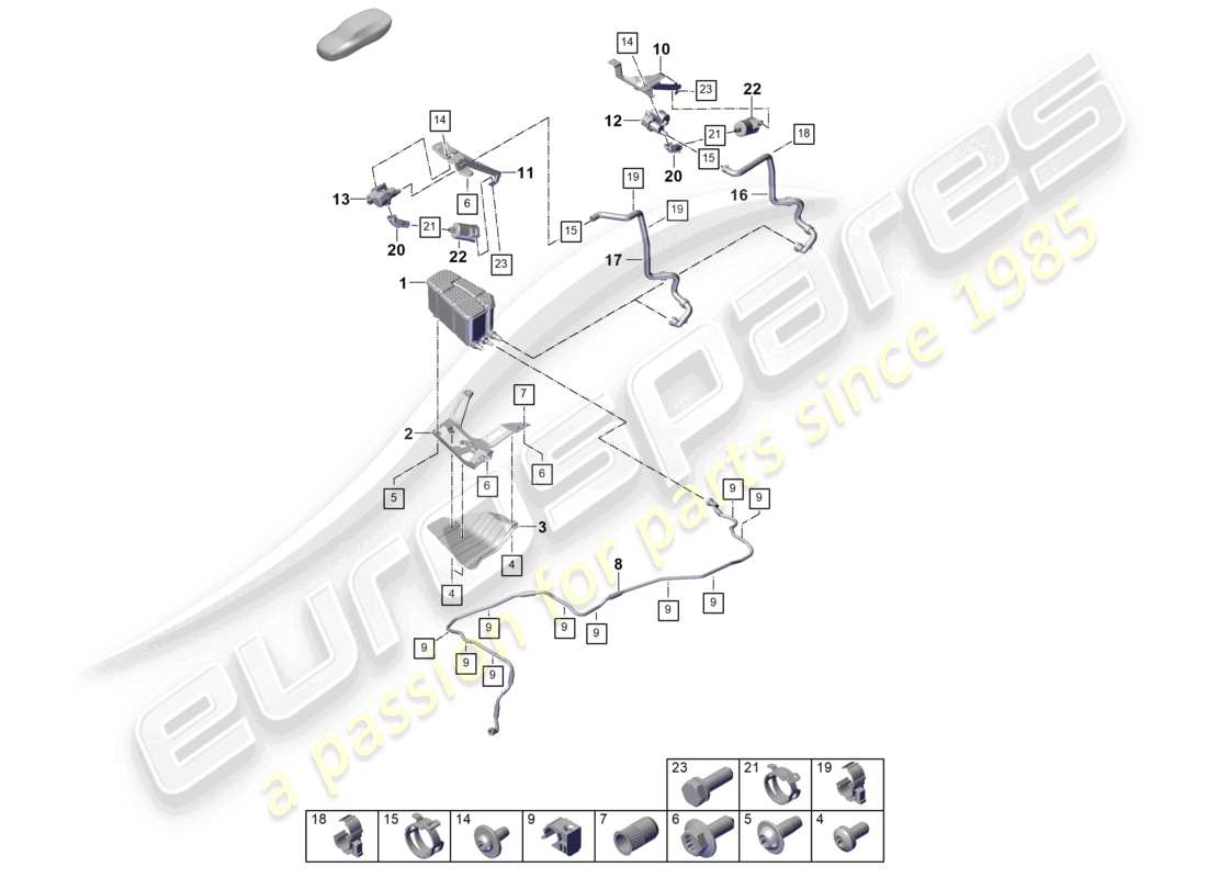 porsche 2025 (cayenne e3 pa) aktivkohlebehälter teilediagramm