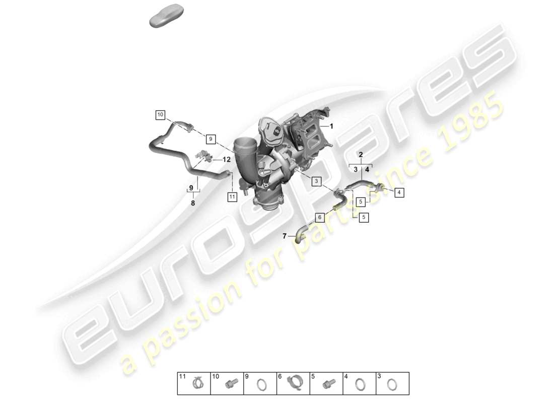 porsche 2025 (cayenne e3 pa) kühlmittelkühlsystem für turbolader teilediagramm