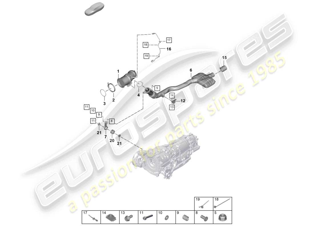 porsche 2025 (cayenne e3 pa) abgasanlage abgasrohr mit katalysator lambdasonde teilediagramm