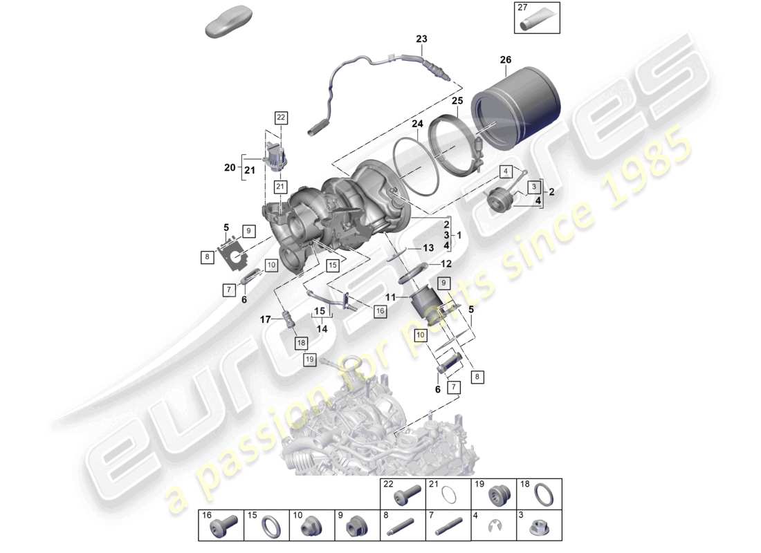 porsche 2025 (cayenne e3 pa) abgasturbolader abgaskrümmer lambdasonde teilediagramm