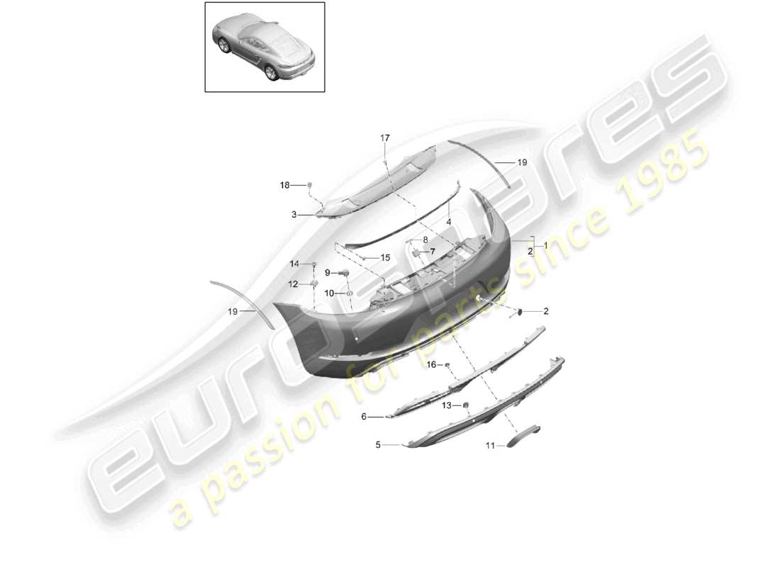 porsche 2025 (718 cayman) stoßstange hinten teilediagramm