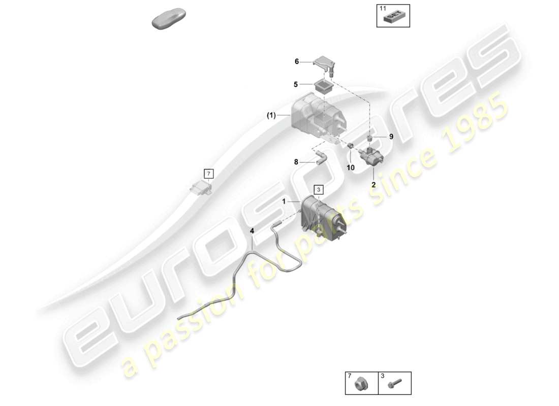 porsche 2021 (718 cayman gt4) aktivkohlebehälter teilediagramm